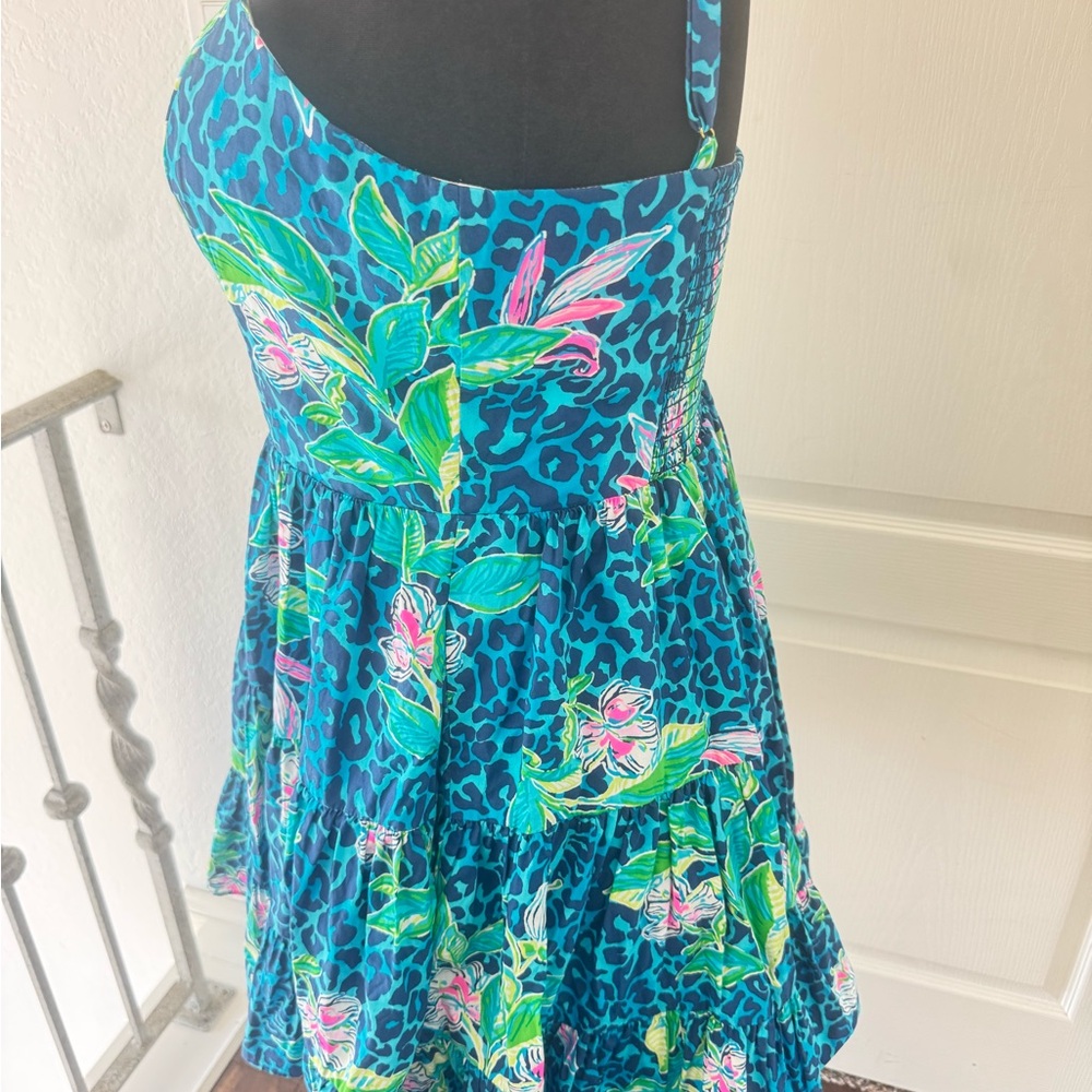 🦄Lilly Pulitzer Sz 12 Allison Dress Formentera Cheetah Turquoise Hot on the Spot - Picture 5 of 13